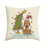 Festive Christmas Pillowcases: Authorized Cartoon Character Design, Linen Cushion, Suitable for Bedroom, Sofa, And Living Room, Machine Washable (Excluding Pillow Core)