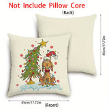 Festive Christmas Pillowcases: Authorized Cartoon Character Design, Linen Cushion, Suitable for Bedroom, Sofa, And Living Room, Machine Washable (Excluding Pillow Core)