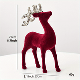 Christmas glitter wine red flocking deer ornament