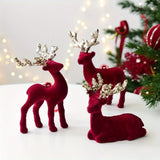 Christmas glitter wine red flocking deer ornament