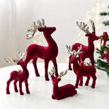 Christmas glitter wine red flocking deer ornament