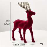 Christmas glitter wine red flocking deer ornament