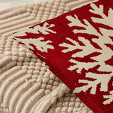 Set of 2 Christmas Snowflake Throw Pillow Covers, Red and White Contemporary Knit Fabric Zippered Cushion Cases, 18x18 inch, 100% Polyester, Machine Washable for Home Decor