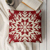 Set of 2 Christmas Snowflake Throw Pillow Covers, Red and White Contemporary Knit Fabric Zippered Cushion Cases, 18x18 inch, 100% Polyester, Machine Washable for Home Decor