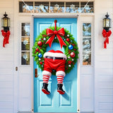 1pc Festive Modern Polyester Santa Claus Wreath - Durable 35.4