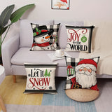 4pcs Christmas Decorative Throw Pillow Cases 18x18inch - Vibrant Santa Claus, Snowman, and Buffalo Plaid Designs - Winter Holiday Porch Outdoor Home Decor, Farmhouse Cushion Covers with Festive Patterns (Cushion Not Included)