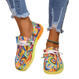 kamames New Large-Size Lace Color Low-Top Single Shoes Female National Style Graffiti Lazy Canvas Flat Soles