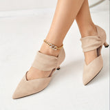 Chic Ankle-Strap Pumps - Low Heel, Pointed Toe, Comfortable Fit for Wedding & Parties