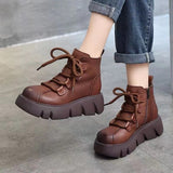 kamames Up Elegant Woman Boots Flat Heel Round Toe Shoes Winter Footwear Boots-Women Ankle Genuine 2022 High Heel Rock Ladies Autum