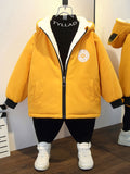 Boys Winter Thickened Coat Cute Little Tiger Print Hooded Jacket Boys Windproof Thick Warm Coat Jacket