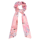 Korean Bow Long Ribbon Hair Scrunchie Chiffon Floral Print Sweet Elastic Hair Band Ponytail Hair Scarf Hair Tie Hair Accessories