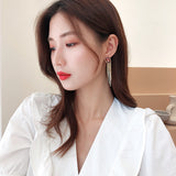 2025 earrings new fashion S925 silver needle long inlaid crystal earrings women's wholesale geometric fringed square earrings