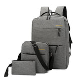 KAMAMES Korean Style New Foreign Trade Men's Casual Backpack Oxford Cloth USB Three-Piece Set Business Computer Backpack Wholesale