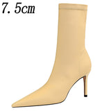 2022 New Socks Boots Fashion Ankle Boots For Women Boots Balck Pointed Toe Elastic Heels Shoes Fetish Autumn Winter Female Shoes