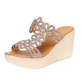 kamames Summer New Water Drill Slope Heel Sandals, High Heel Women's Shoes, Thick Soles, Waterproof Table, Large Size Fish Mouth Sandals, Word Slippers
