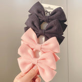 4Pcs/set Solid Colors Cotton Hair Bows With Clip For Cute Girls Hair Clips Handmade Hairpins Barrettes Kids Hair Accessories