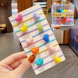 10PCS/Box Packed Girls Cute Colorful Ball Heart Rabbit Scrunchie Kids Ponytail Holder Elastic Hair Band Fashion Hair Accessories