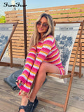 kamames Stripe Knit Women Dress Bodycon Backless Long Sleeve 2022 Holiday Casual Summer Green Y2K Beach Mini Sexy Dresses Party