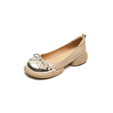 kamames kamames Comfortable French Retro Pearl Bowknot Bean Bean Shoes Female Thick Heel Thick Platform 2024 Spring And Autumn New Single Shoes