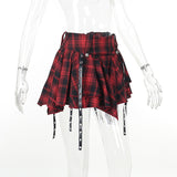 kamames Summer New Women's Dress Hip Skirt Dark Style Sexy Hot Girl Slim Red Plaid Half Skirt Woman