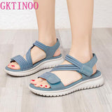 GKTINOO 2021 New Women Sandals Platform leather Ladies Sandals Comfortable Flat Sandals Open Toe Beach Shoes Woman Footwear