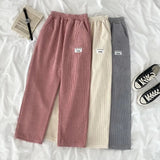 kamames Harajuku Thick Warm Corduroy Wide Leg Pants Women Winter Letter High Waist Elastic Sweatpants Women Chic Korean Y2k Pants