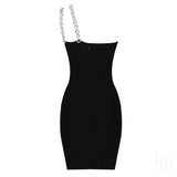 kamames New Bandage Dress Summer Sexy Bodycon Women Dresses Black Midi Dress Beading Ladies Clothes Party Club Celebrity