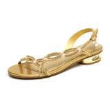 kamames New Bohemian Fashion Diamond Sandals Summer Leather Flat Sandals Non-Slip Crystal Shoes