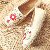 kamames 2023Women's Flats Fisherman Shoe 2023 Spring Hemp Fashion Embroidery Ladies Shoes Casual Shoes Women Breathable Canvas Shoe