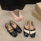 kamames Mary Jane Shoes Women's Shoes 2024 Spring And Autumn New Bowknot Square Head Shallow Mouth Soft Flat Sole Single Shoes