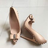 kamames brand 12cm high heels pointed toe sexy shallow women's shoes with rivet party evening shoes MD034 ROVICIYA