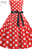 kamames Women Summer Polka Dot Print Party Robe Femme Black Retro Vintage Swing Prom Rockabilly Midi Dresses vestidos