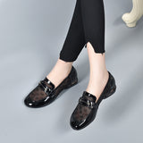 kamames kamames Head Net Single Shoes Women's 2024 Spring New Metal Buckle Flat-Soled Love Shoes With One Foot In Cow Lacquer Leather