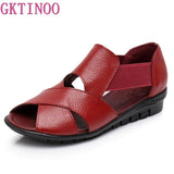 GKTINOO 2021 Summer Gladiator Rome Casual Sandals Women Shoes Sandalia Feminina Genuine Leather Wedge Heel Comfort Sandals