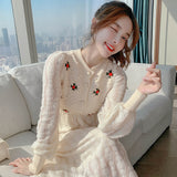 Zingj Sweater Maxi Dresses for Women Female Korea Style Slim Embroidery Wool Long Sleeve Woman Dress Party 2023 Autumn Winter