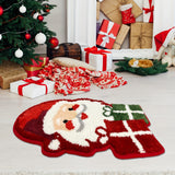 Santa Claus Plush Microfiber Bathroom Rug - Non-Slip, Absorbent, Cute Christmas Decor Shower Mat in Red & Orange