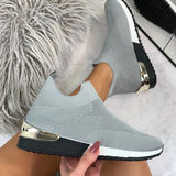 kamames Spring Knitting Socks Shoes Women 2022 Mesh Breathable Platform Sneakers Slip on Flat Casual Loafers Ladies Vulcanized Shoes
