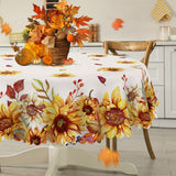 Vibrant Autumn Harvest Sunflower Tablecloth - Tablecloths with Rustic Farmhouse Style, Machine Woven Polyester Rectangle Table Cover for Kitchen Dining, Picnics, and Holiday Decorations - Perfect for Thanksgiving and Seasonal Home Decor