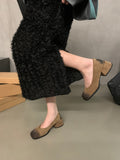 kamames Thick Heel Black Square Head Temperament Single Women's Shoes 2024 New Retro Shallow Mouth Evening Style High Heels