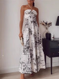 Zingj Print Halter Long Dress Women Off Shoulder Corset Dress Woman Backless Sexy Summer Dresses Elegant Party Dresses For Women