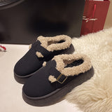 kamames Version Of Muffin Thick-Soled Woolen Shoes Women In 2024 Winter New Snow Boots Wearing Warm And Velveteen Semi-Slippers