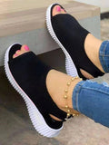 kamames Women Shoes 2022 Mesh Fish Platform Shoes Women's Closed Toe Wedge Sandals Ladies Light Casual Sandals Zapatillas Muje