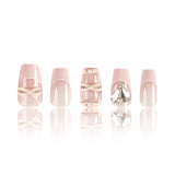 kamames kamames Ins Wind Short Wear Armor Pink Ballet Shoes French Nail Nail Love Glass Big Drill Nail Patch