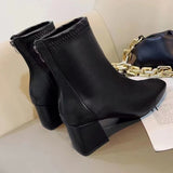 kamames kamames Boots 2024 New Women's Boots Winter Head Back Zipper Short Boots Women's Thick Heels Children's Shoes