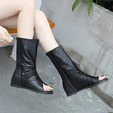 kamames Heel Women's Sandals New Fish Mouth Shoes High Tube Sandals Students Fashion Comfortable Soft-Soled Roman Women's Shoes