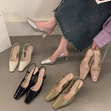 kamames Thick-Heeled Sandals 2024 Spring And Summer Korean Version Of The New Medium-Heeled Lacquered Leather High-Heeled Shoes Tripped With Bright Leather Shoes