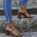 kamames Summer Woman High Heels Platform Fetish Sandals Leopard Brown Block Heels Pumps Lady Chunky Luxury Leather Shoes