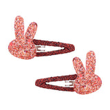 2 Pcs/lot New Girls Cute Rabbit Flower Hair Clips Sweet BB Glitter Hairpins Barrettes Headwear Fashion Hair Accessories For Kids