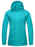 Womens Fashionable Solid Color Hooded Jacket - Insulated, Waterproof & Breathable - Elastic Cuffs Sport Coat for Outdoor Adventures