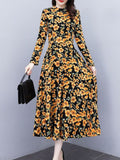 kamames for Women 2022 Spring Autumn New Floral Dress Stand Collar Long Sleeve Fashionable Women's Dress Evening Dresses Robe